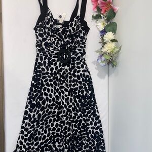 White House Black Market Black and White Midi Dress